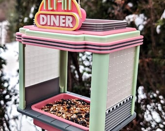 Fly-In Retro Diner Style Hanging Bird Feeder, Garden Decor