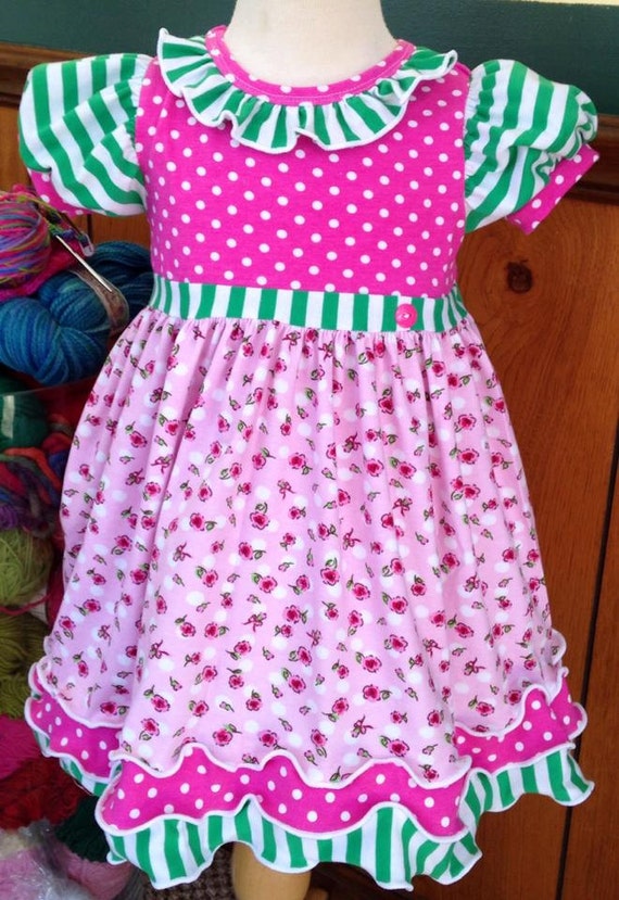 Items similar to Dainty pink floral Dress Ships immediately size 3T 4T ...