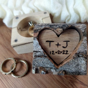Personalized Wedding Ring Box, Wedding Ring Box Wood, Square Wooden Ring Box, Wedding Ring Box Rustic, Engagement Ring Box, Wedding Gift