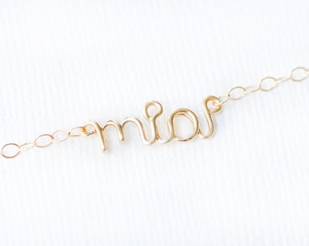 14k Gold Filled Wire Name Bracelet, Personalized Name Bracelet