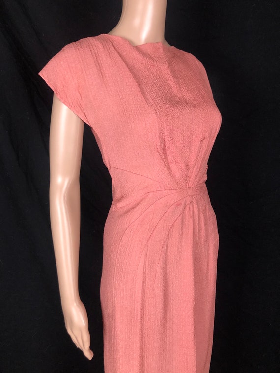 Vintage 1930's Dusty Pink Rayon Plissé Geometric … - image 6