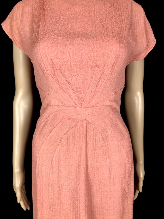 Vintage 1930's Dusty Pink Rayon Plissé Geometric … - image 5