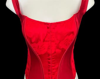 Victoria’s Secret Y2K Style VS Archives Red Floral Burnout Lace Up Corset Top - size Small