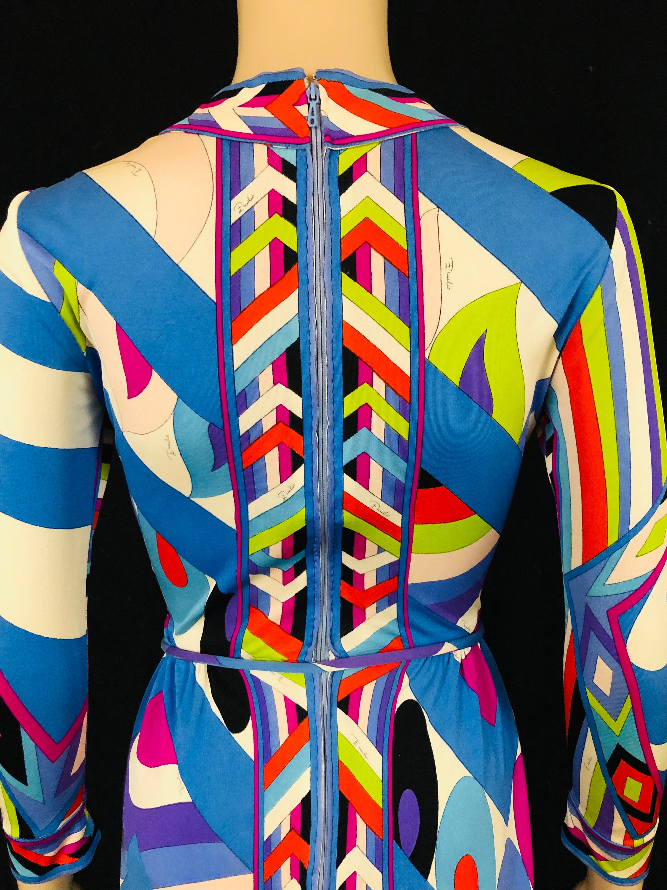 Vintage EMILIO PUCCI 1960's Rainbow Geometric Kaleidoscopic Op Art
