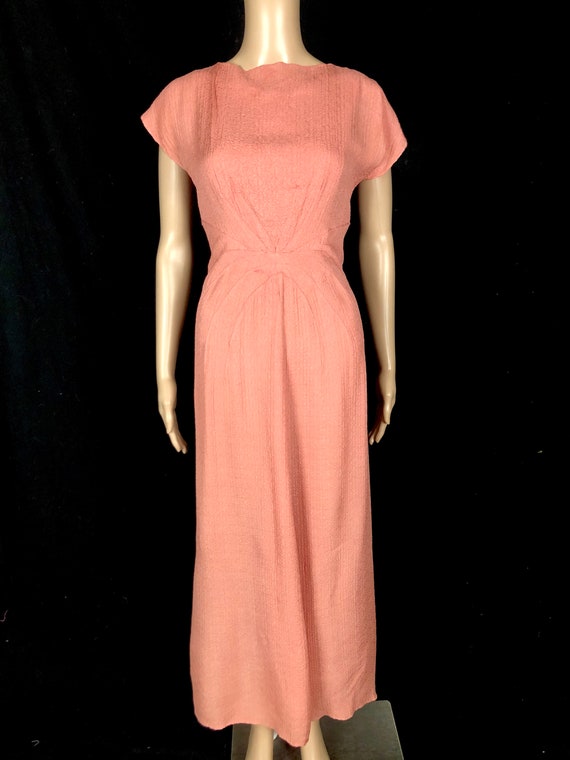 Vintage 1930's Dusty Pink Rayon Plissé Geometric … - image 4
