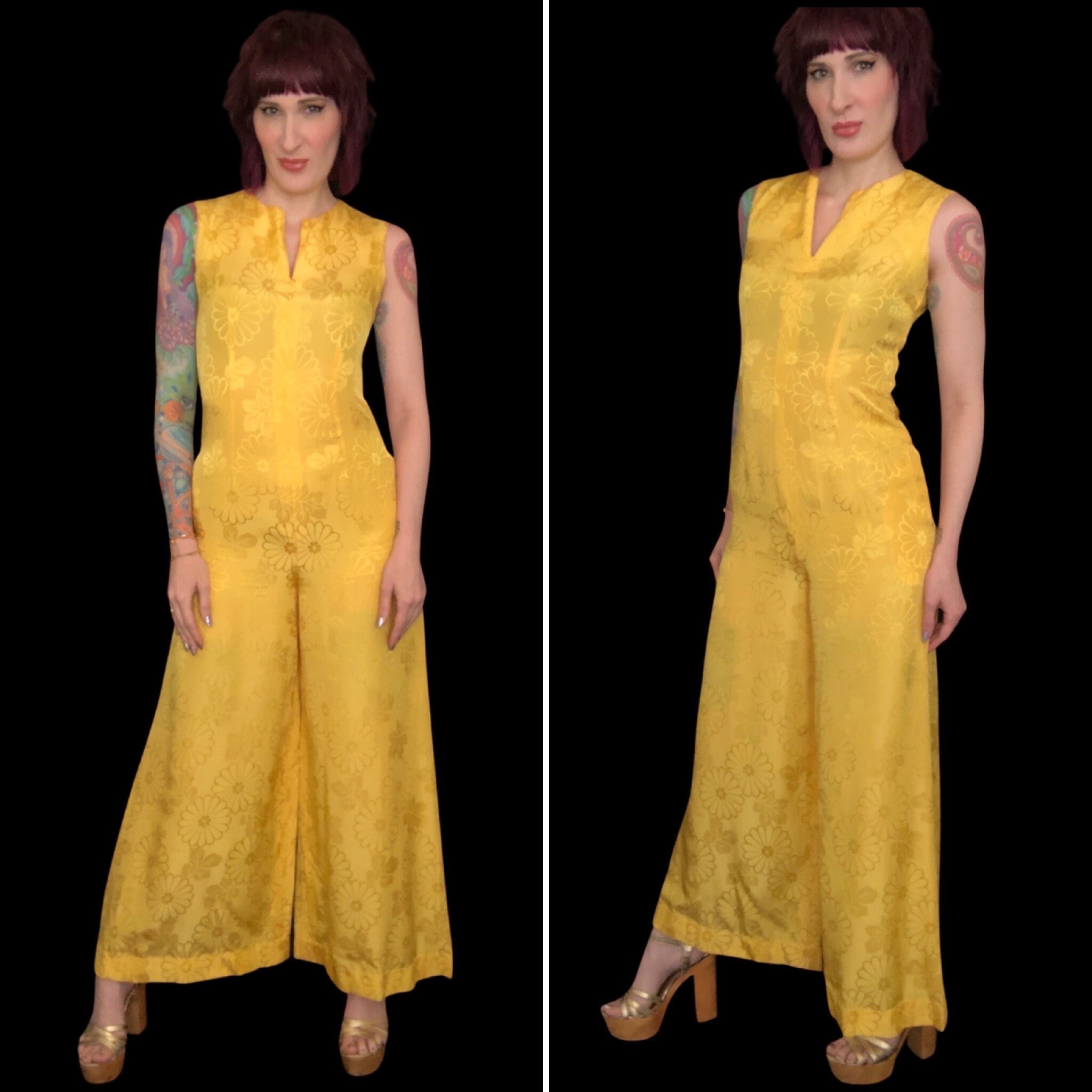 70s yellow jumpsuit - Etsy 日本
