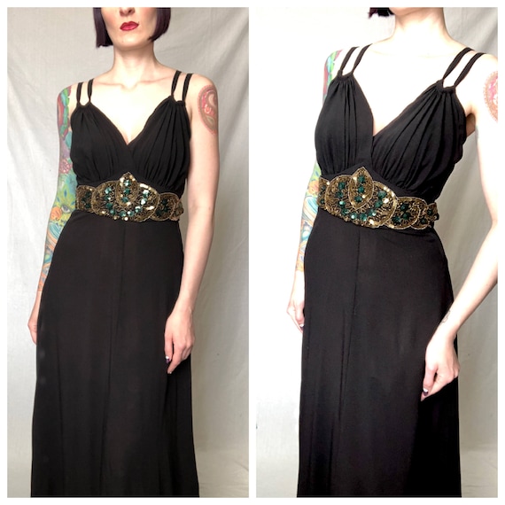 Vintage 1940's Black Rayon Femme Fatale Old Holly… - image 10