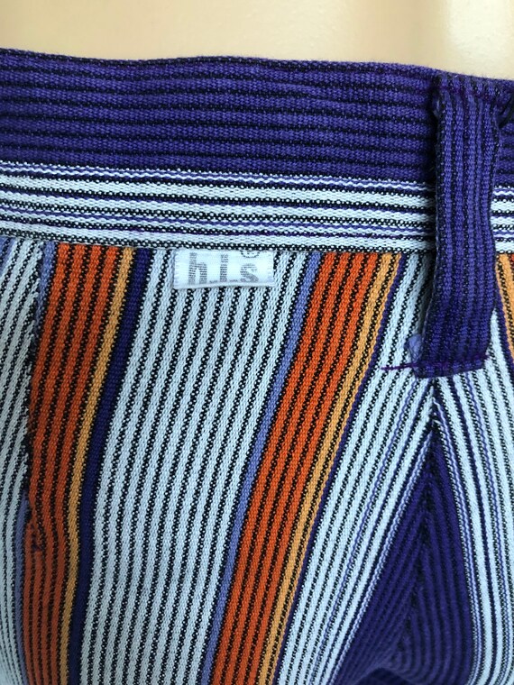 Rare Vintage 1970's Groovy Orange + Purple Stripe… - image 8