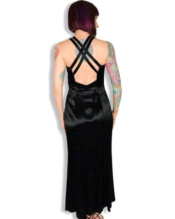 STUNNING Vintage 1930's Style Black Liquid Satin … - image 9