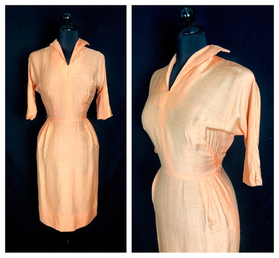 Vintage 1950's Cantaloupe Orange Cotton Linen Bad