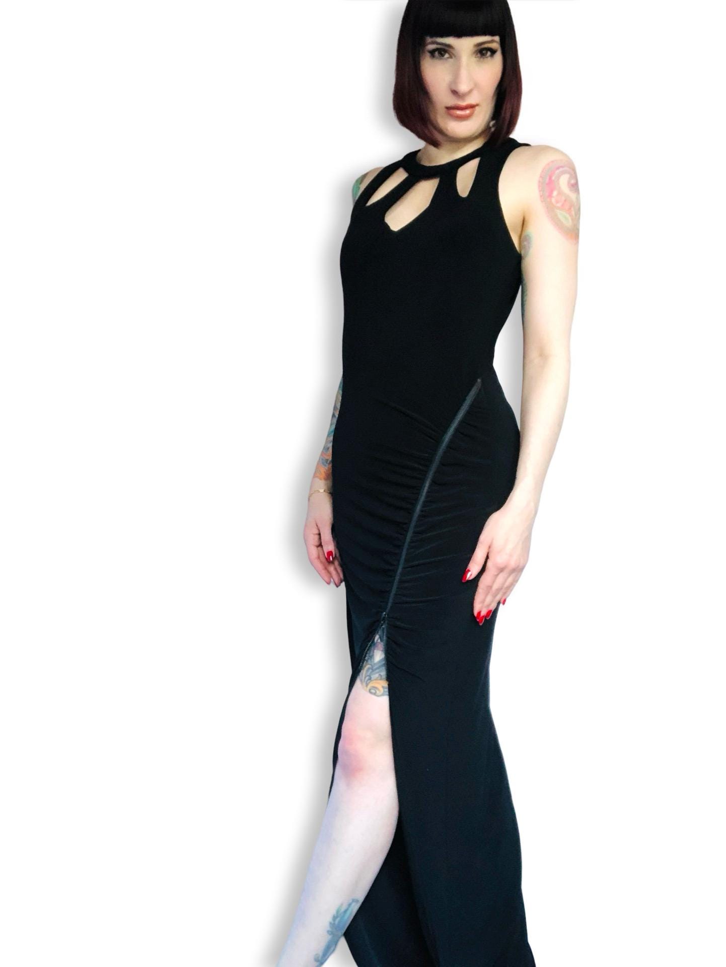 knee length dresses for ladies 1990s Cache Black Crochet Dress main image 0