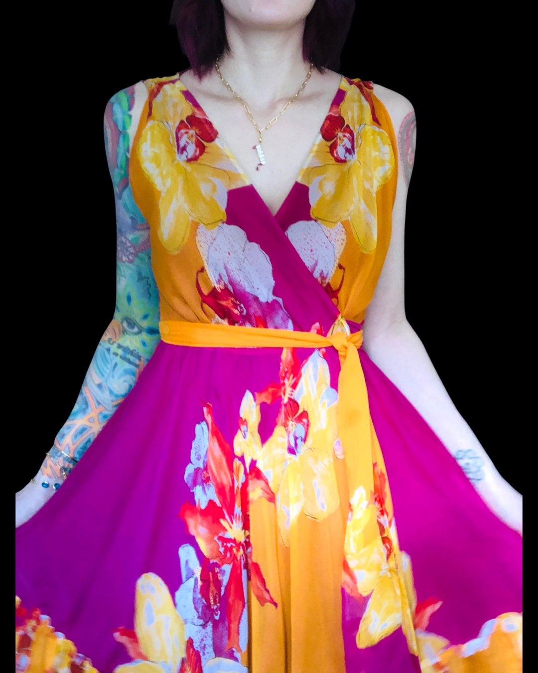 【DIANE VON FURSTENBERG】シフォン マキシワンピース【送関込】 DIANE VON FURSTENBERG シフォン マキシワンピース プリント入り