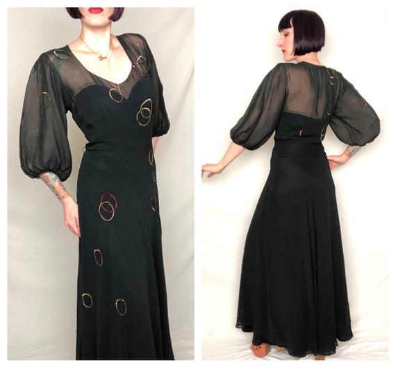 Gorgeous VOLUP Vintage 1940's Navy Blue Rayon Chif