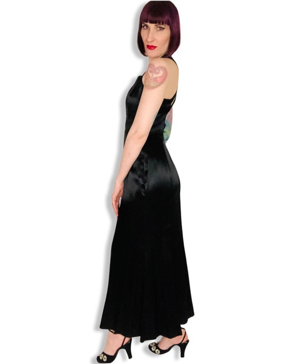 STUNNING Vintage 1930's Style Black Liquid Satin … - image 7