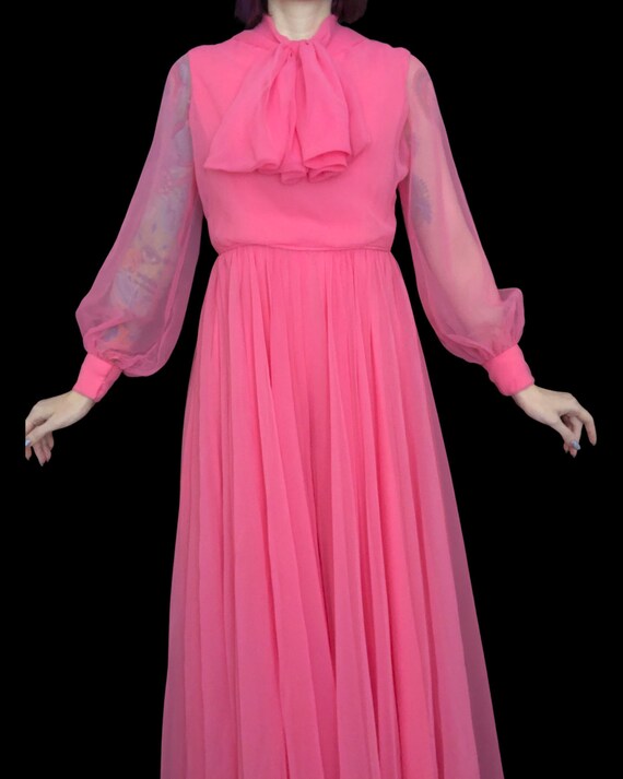 Vintage 1970's Barbie Pink Chiffon Bishop Sleeve … - image 8