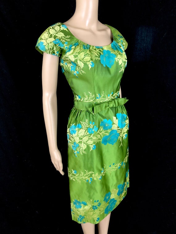 STUNNING Vintage Early 1960's Floral Silk Satin B… - image 5
