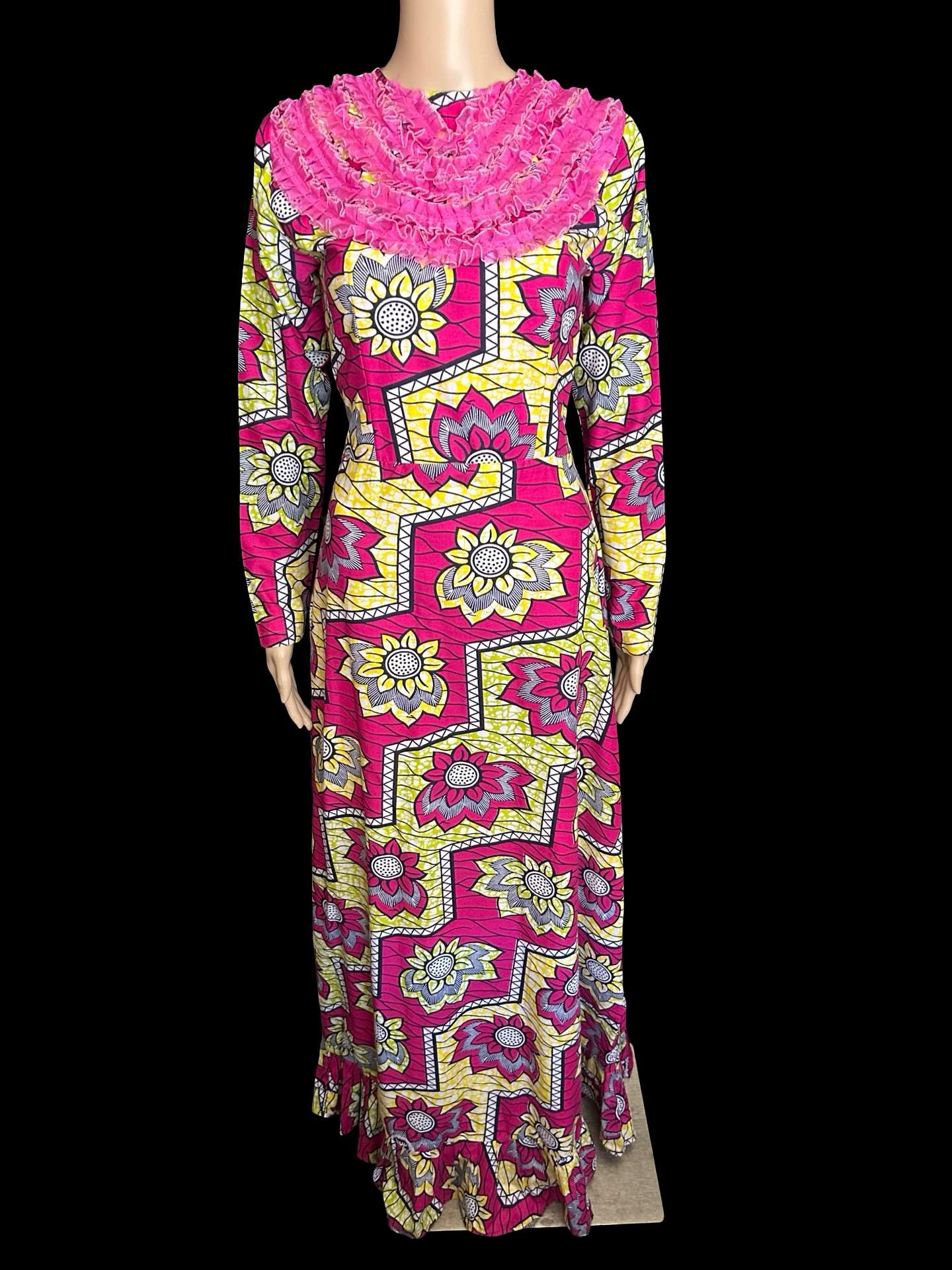 slim fit dress slacks Girl Pinny Dress - Pink - African Print main image 1
