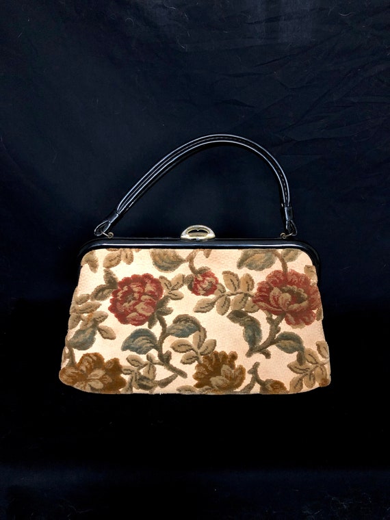 Lewis Vintage 1960s Black Colorful Floral Chenille Carpet Handbag –  Amarcord Vintage Fashion