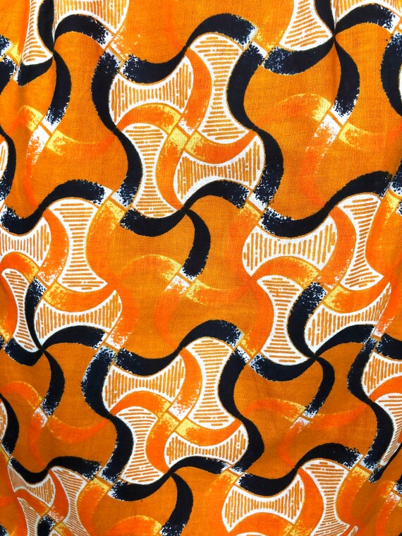 Vintage 1970's Wild Orange and Black Abstract Geo… - image 5