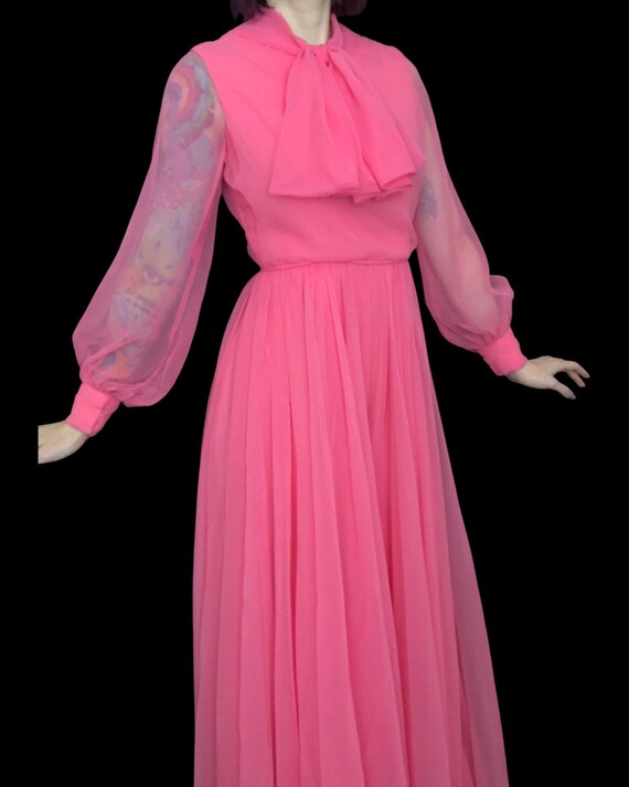 Vintage 1970's Barbie Pink Chiffon Bishop Sleeve … - image 9