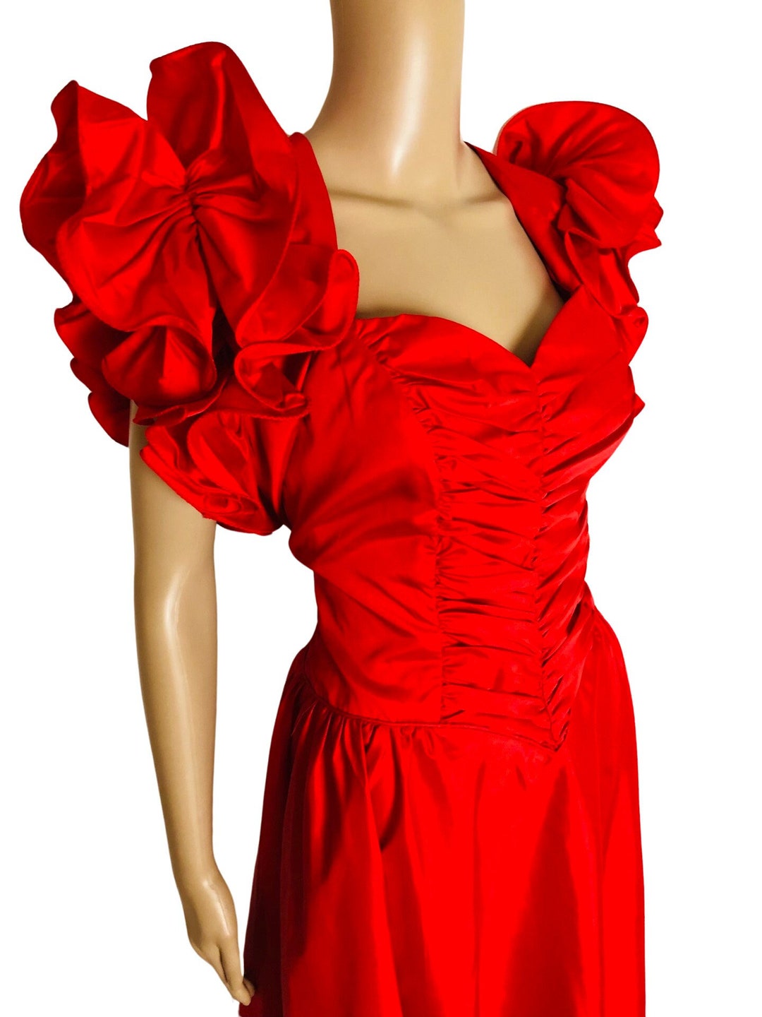 Robe Soirée Kurt Thomas Rouge Soie - Taille 2, Une épaule, Occasion Très Bon état