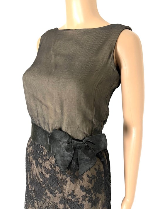 Vintage 1960's Nude Illusion Black Lace & Silk Ma… - image 3