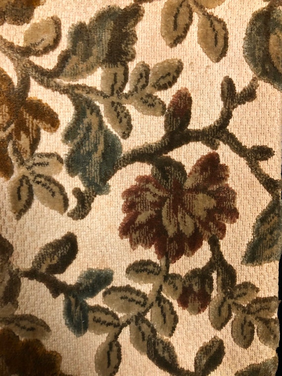 Vintage 1960's Floral Earth Tone Chenille Tapestr… - image 8