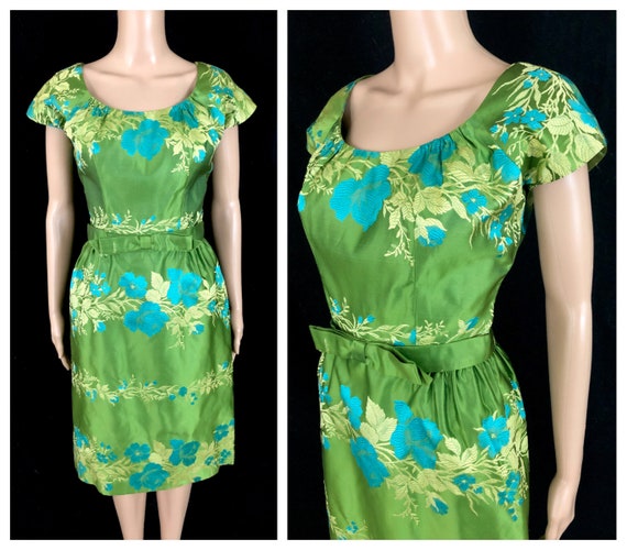 STUNNING Vintage Early 1960's Floral Silk Satin B… - image 1
