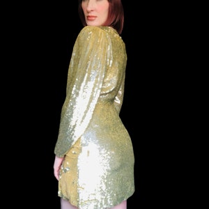1970s Gold Maxi Dress with Bishop Sleeves