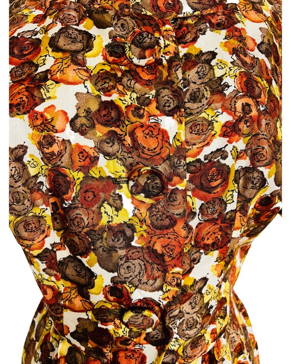 Vintage 1960's Autumnal Floral Print Cocktail Dre… - image 6