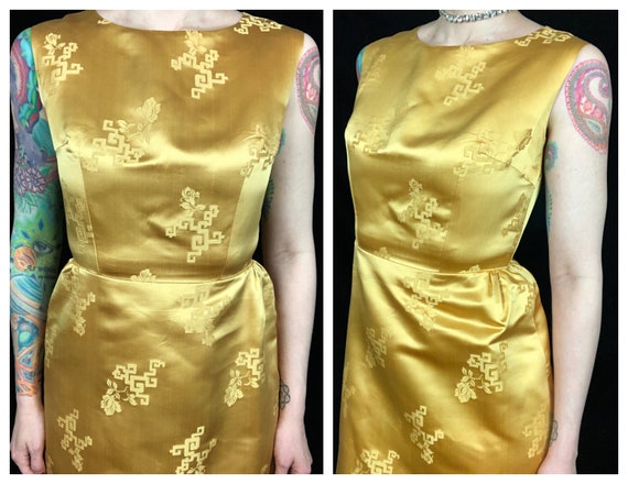 Vintage 1960s Gold Satin Suit Set - Gold Satin Br… - image 7