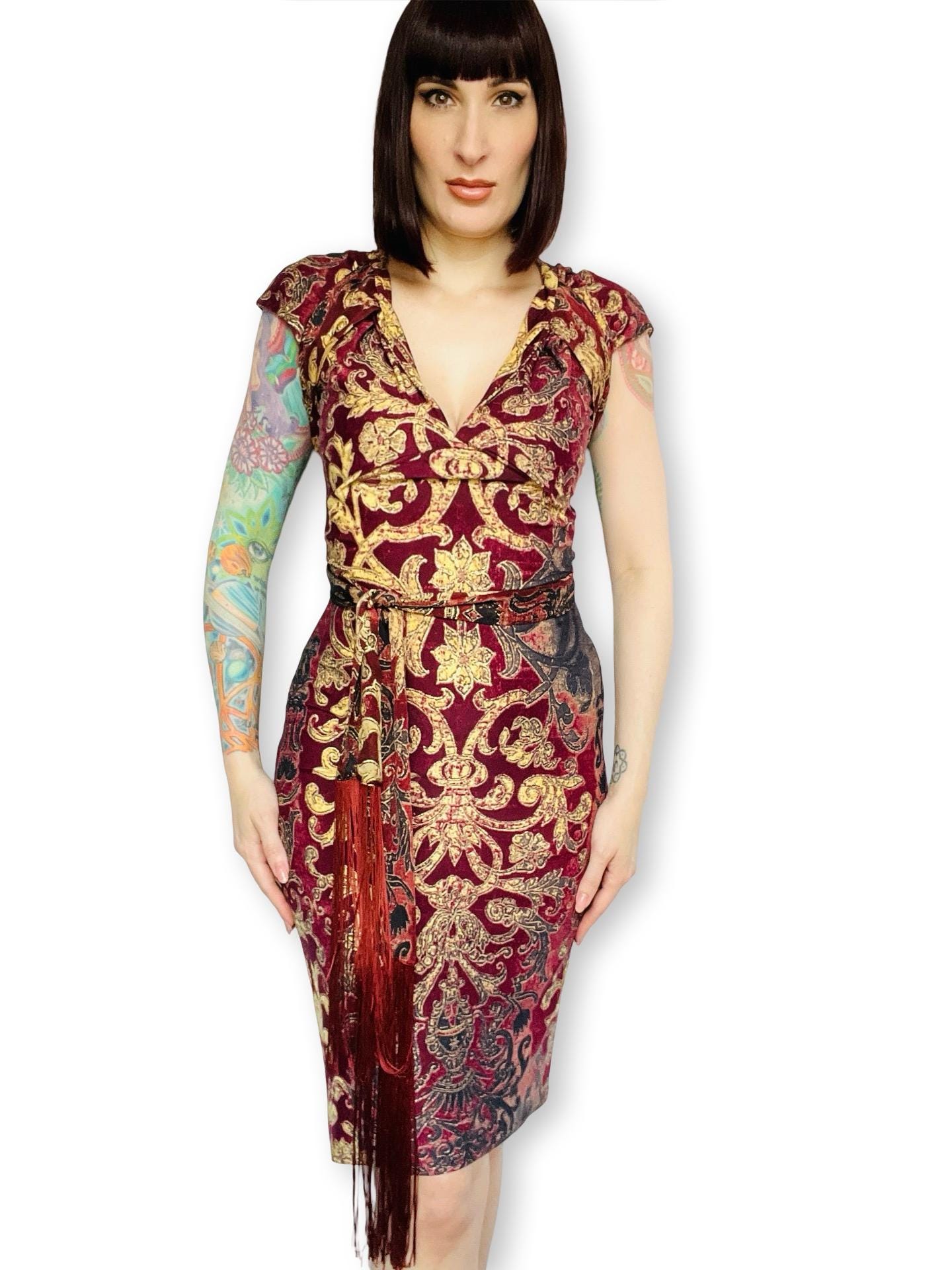 roberto cavalli red dress Roberto Cavalli Long Dress With Criss-cross Detail