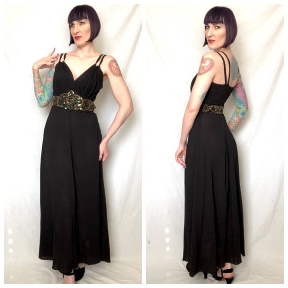 Vintage 1940's Black Rayon Femme Fatale Old Holly… - image 2