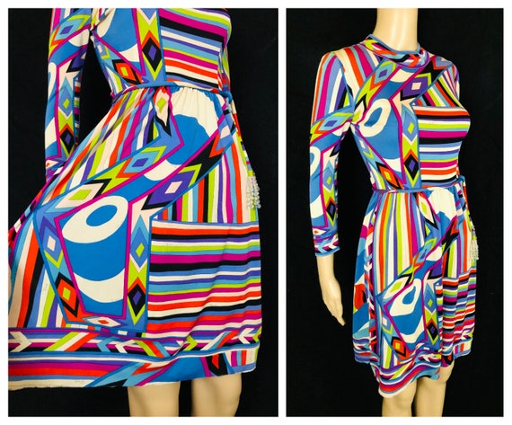 Vintage EMILIO PUCCI 1960's Rainbow Geometric Kaleidoscopic