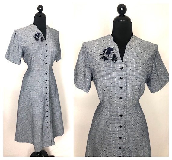 VOLUP Vintage Late 1940's Navy Blue and Grey Micro
