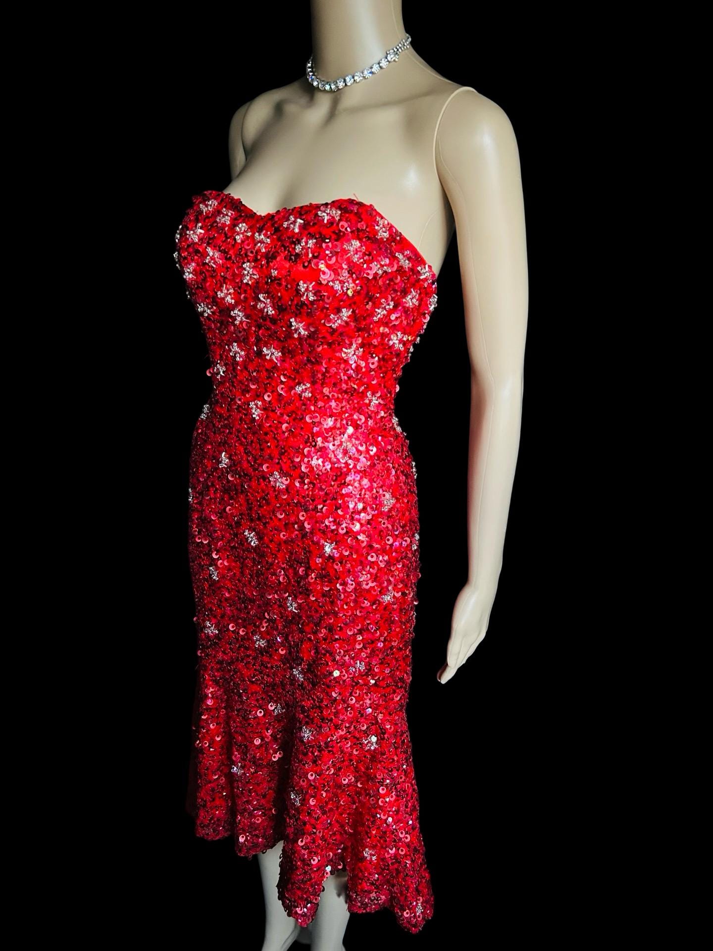red strapless sequin dress jessica rabbit Long Red Sequin Jessica Rabbit Dress Costume Zoo