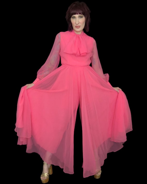 Vintage 1970's Barbie Pink Chiffon Bishop Sleeve … - image 2
