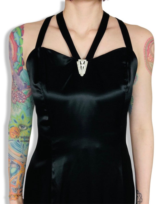 STUNNING Vintage 1930's Style Black Liquid Satin … - image 3