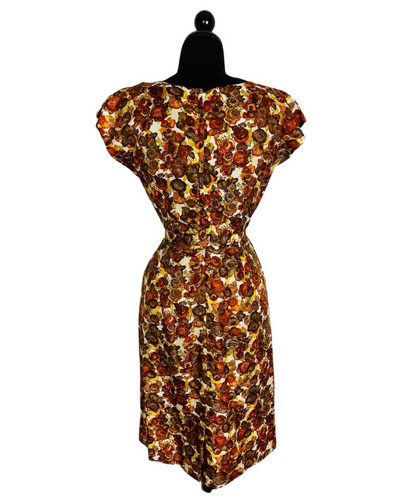 Vintage 1960's Autumnal Floral Print Cocktail Dre… - image 9