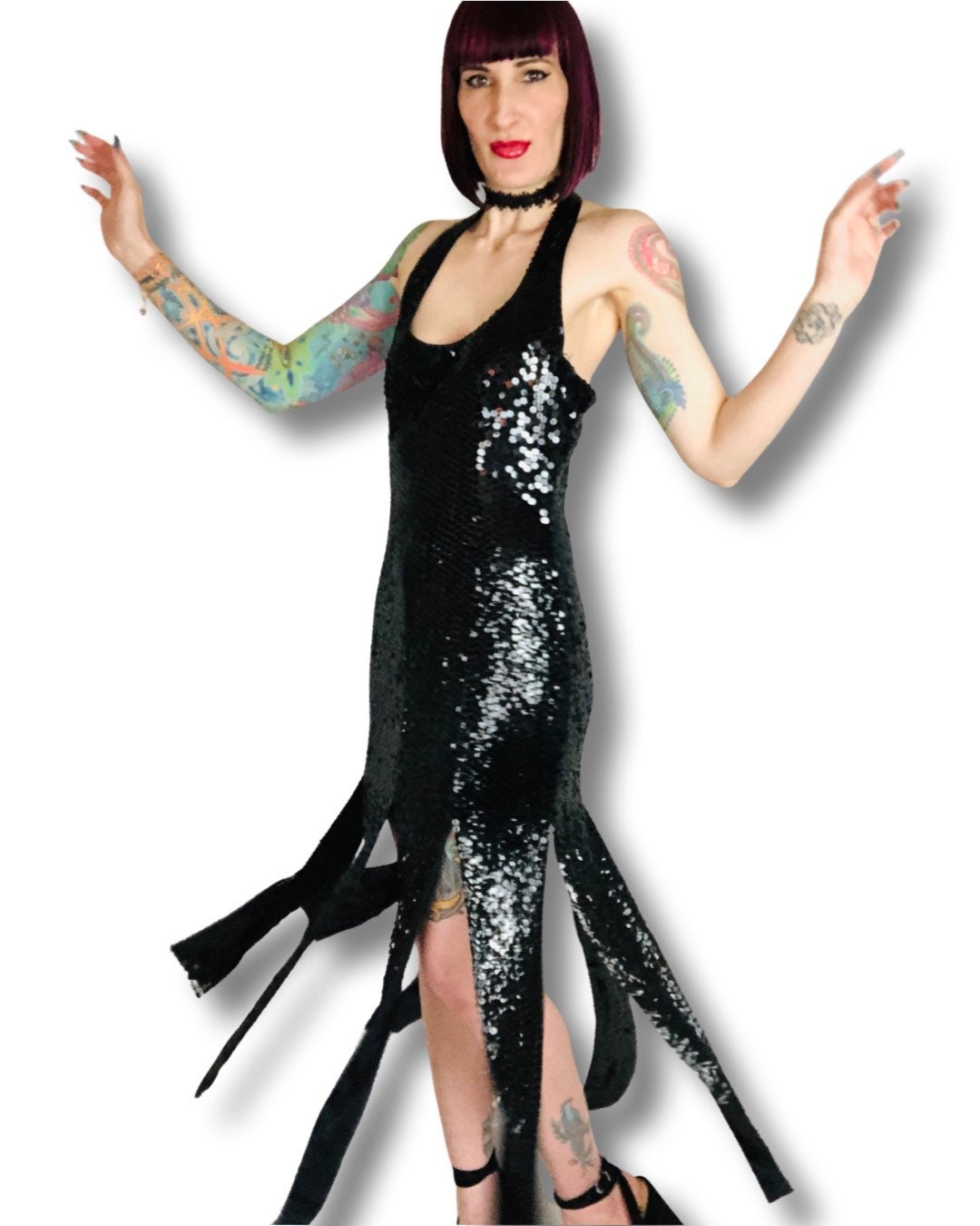 knee length dresses for ladies 1990's Black Carwash Dress – Carny Couture main image 0