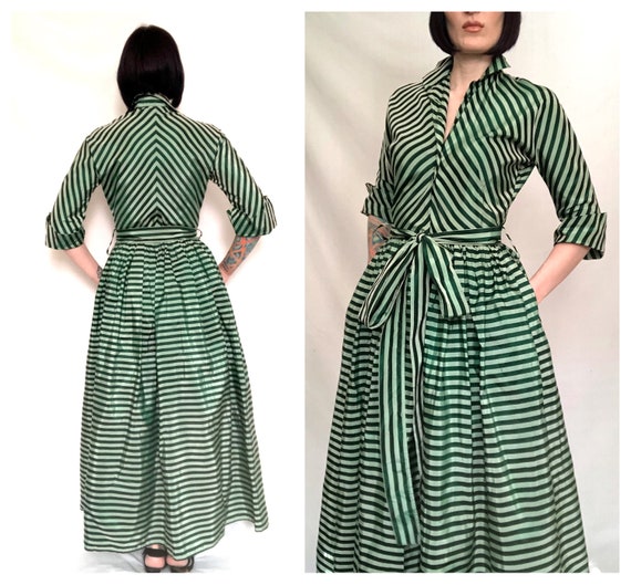 Striking Vintage 1950's Mint and Forest Green Sha… - image 2