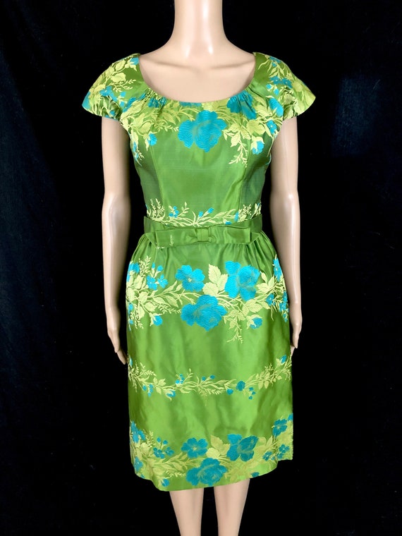STUNNING Vintage Early 1960's Floral Silk Satin B… - image 2