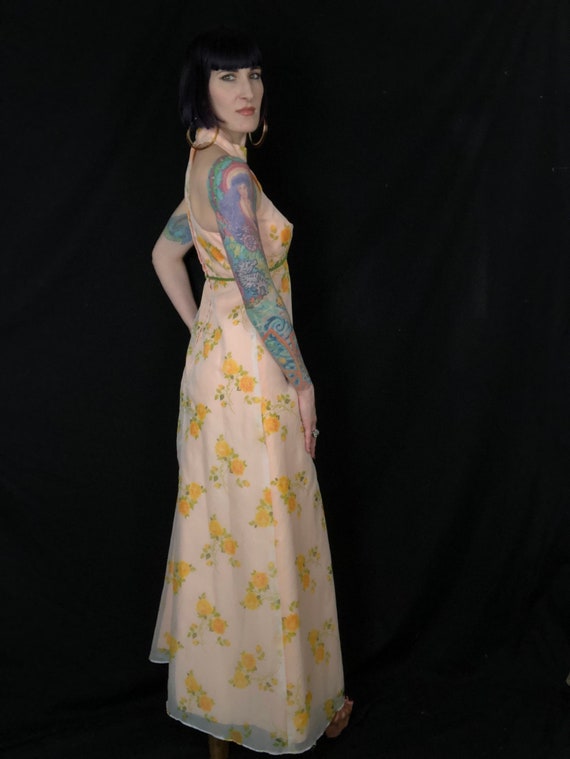 Vintage 1970's Peachy Orange Creamsicle Floral Ro… - image 9