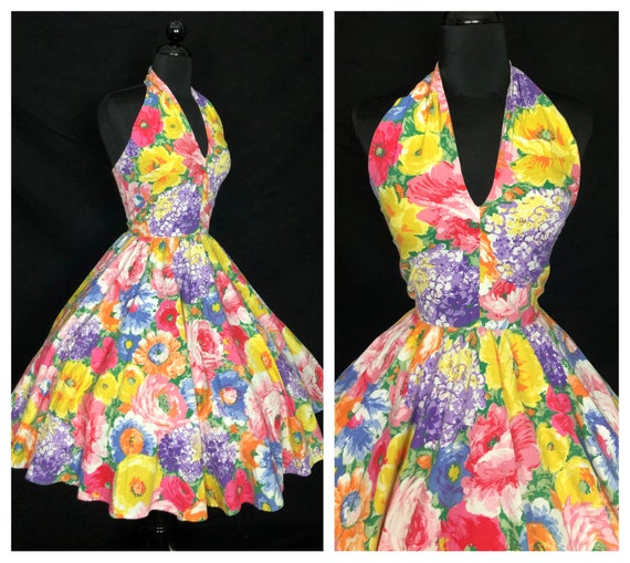 GORGEOUS Vintage 1950's Style Multicolor Floral Co