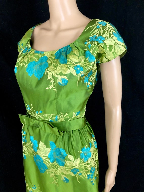STUNNING Vintage Early 1960's Floral Silk Satin B… - image 6
