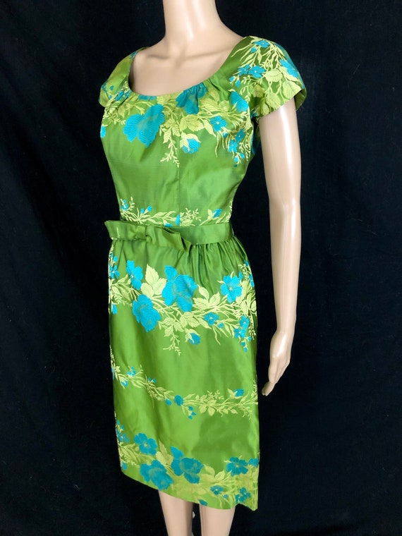 STUNNING Vintage Early 1960's Floral Silk Satin B… - image 7