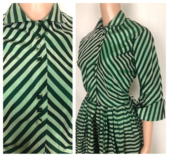 Striking Vintage 1950's Mint and Forest Green Sha… - image 7