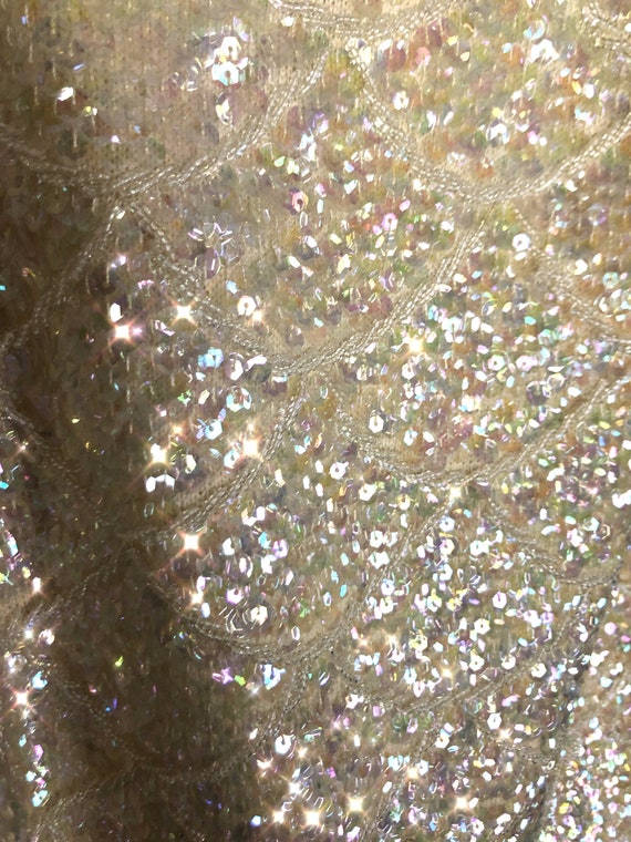 Vintage 1960's Cream Iridescent Pink Sequin Merma… - image 3