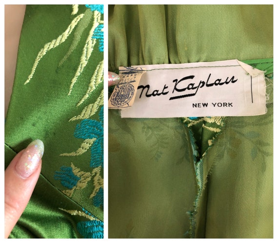 STUNNING Vintage Early 1960's Floral Silk Satin B… - image 10