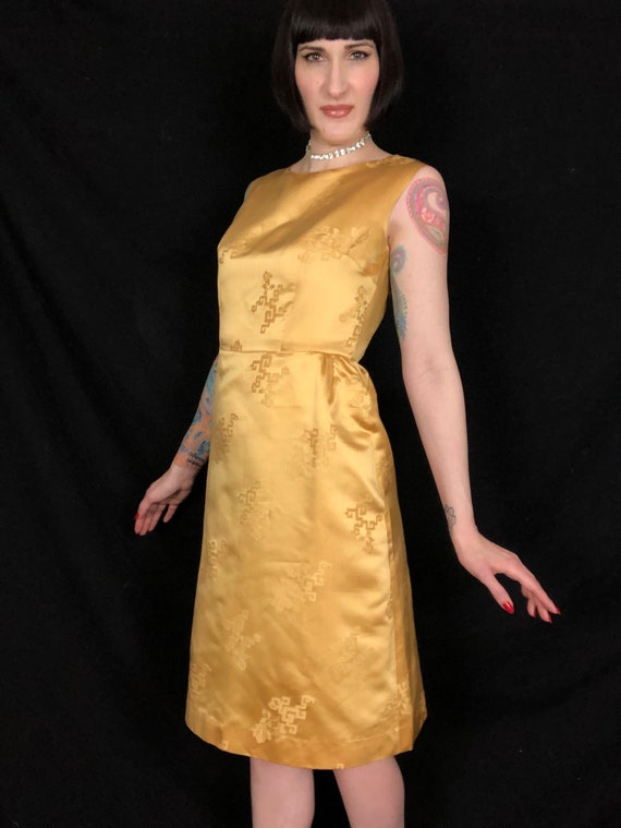 Vintage 1960s Gold Satin Suit Set - Gold Satin Br… - image 4